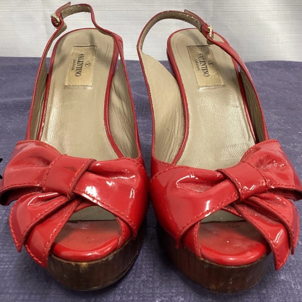 Valentino Red Platform Peep Toe Shoes